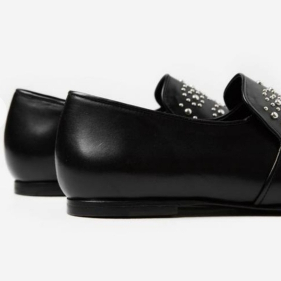 THE KOOPLES Leather Studded Loafers Western Moccasins Flats Black Retro Size 39 - Picture 11 of 16